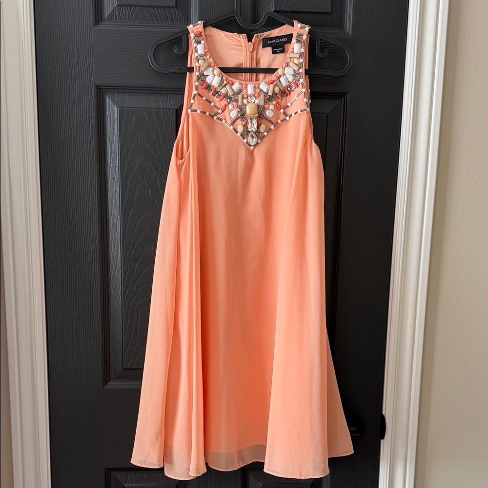 Marciano Peach Formal Dress with Jewel Details